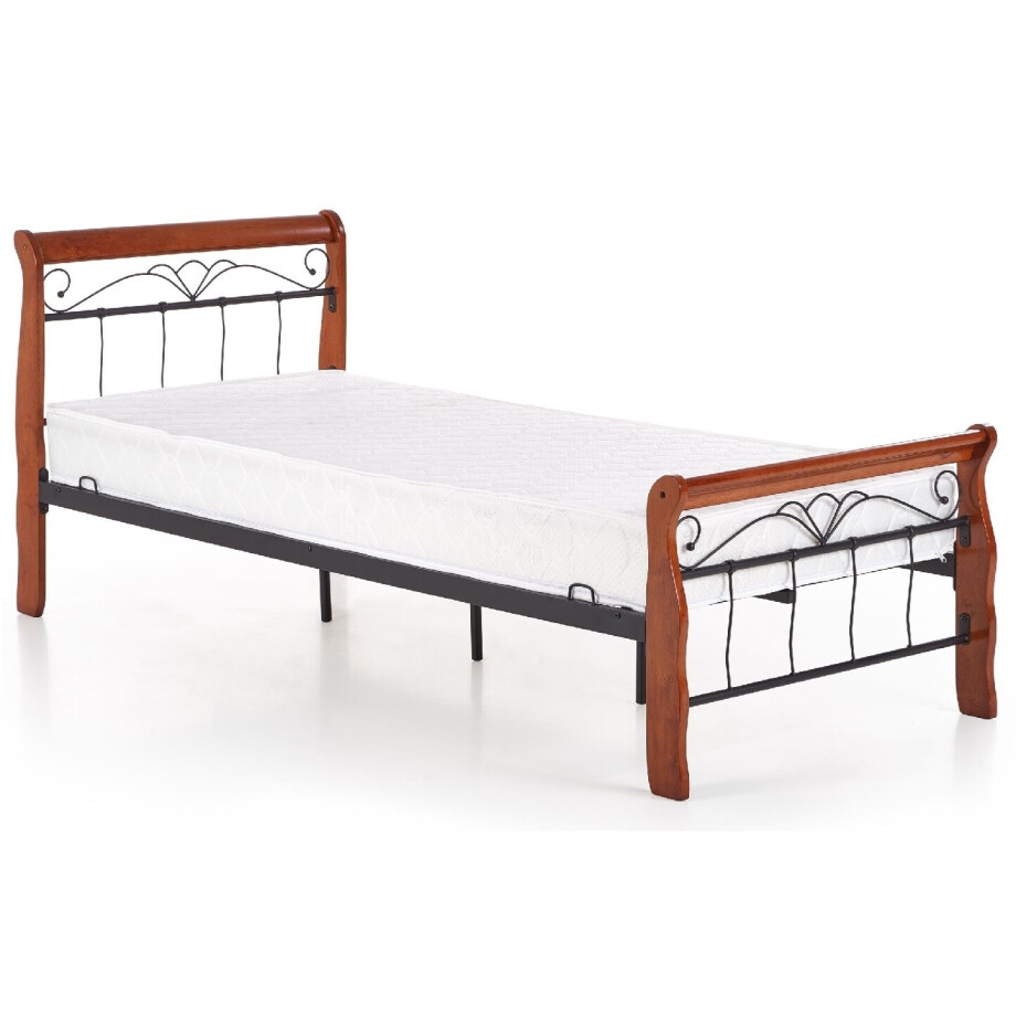Eenpersoonsbed Veronica 90x200 cm zwart met kers afbeelding 