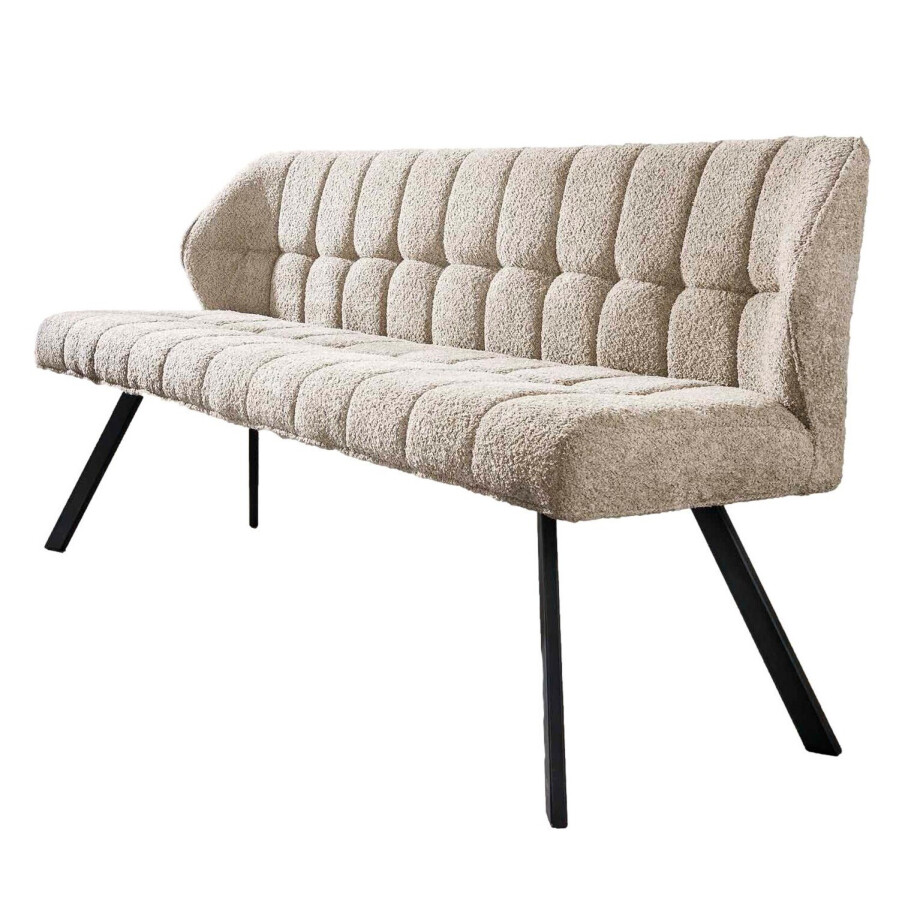Eetkamerbank Raster 180 cm breed boucle zandkleur afbeelding 1