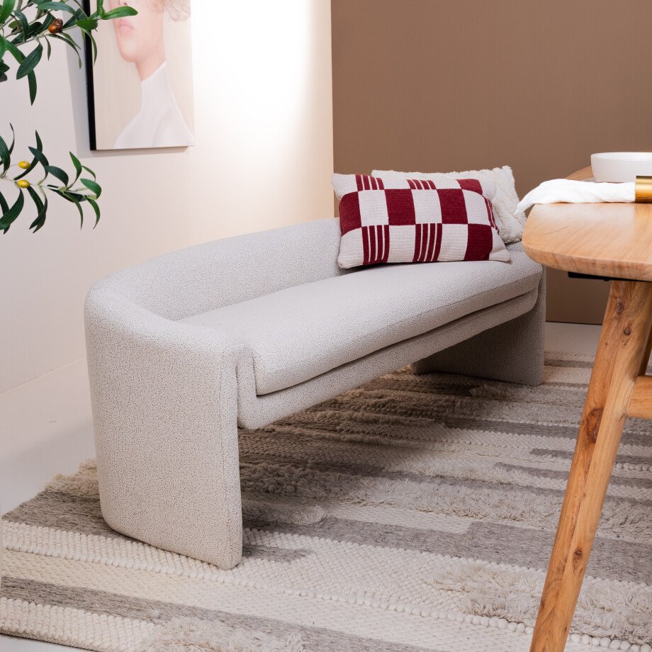 WOOOD Eetkamerbank 'Zone' Geweven, 160cm, kleur Beige afbeelding 1