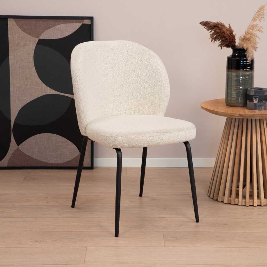 Sohome Eetkamerstoel 'Sophia' Bouclé, kleur Crème Sohome Eetkamerstoel 'Sophia' Bouclé, kleur Crème afbeelding 1