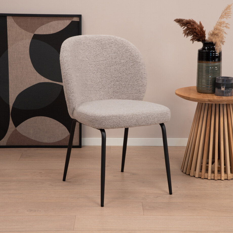 Sohome Eetkamerstoel 'Sophia' Bouclé, kleur Beige Sohome Eetkamerstoel 'Sophia' Bouclé, kleur Beige afbeelding 1