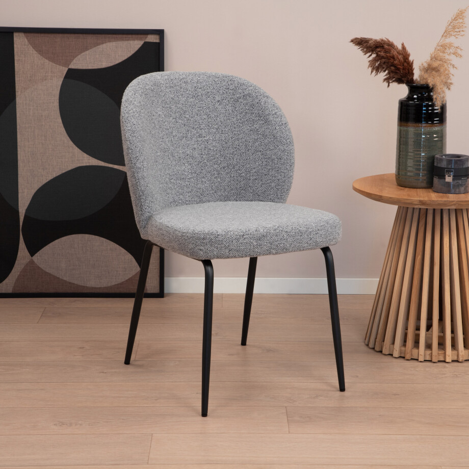 Sohome Eetkamerstoel 'Sophia' Bouclé, kleur Grijs Sohome Eetkamerstoel 'Sophia' Bouclé, kleur Grijs afbeelding 1