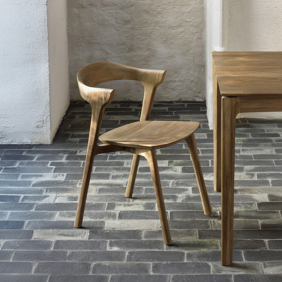 Ethnicraft Eetkamerstoel 'Bok' Ruw Teakhout, kleur Bruin Ethnicraft Eetkamerstoel 'Bok' Ruw Teakhout, kleur Bruin afbeelding 1