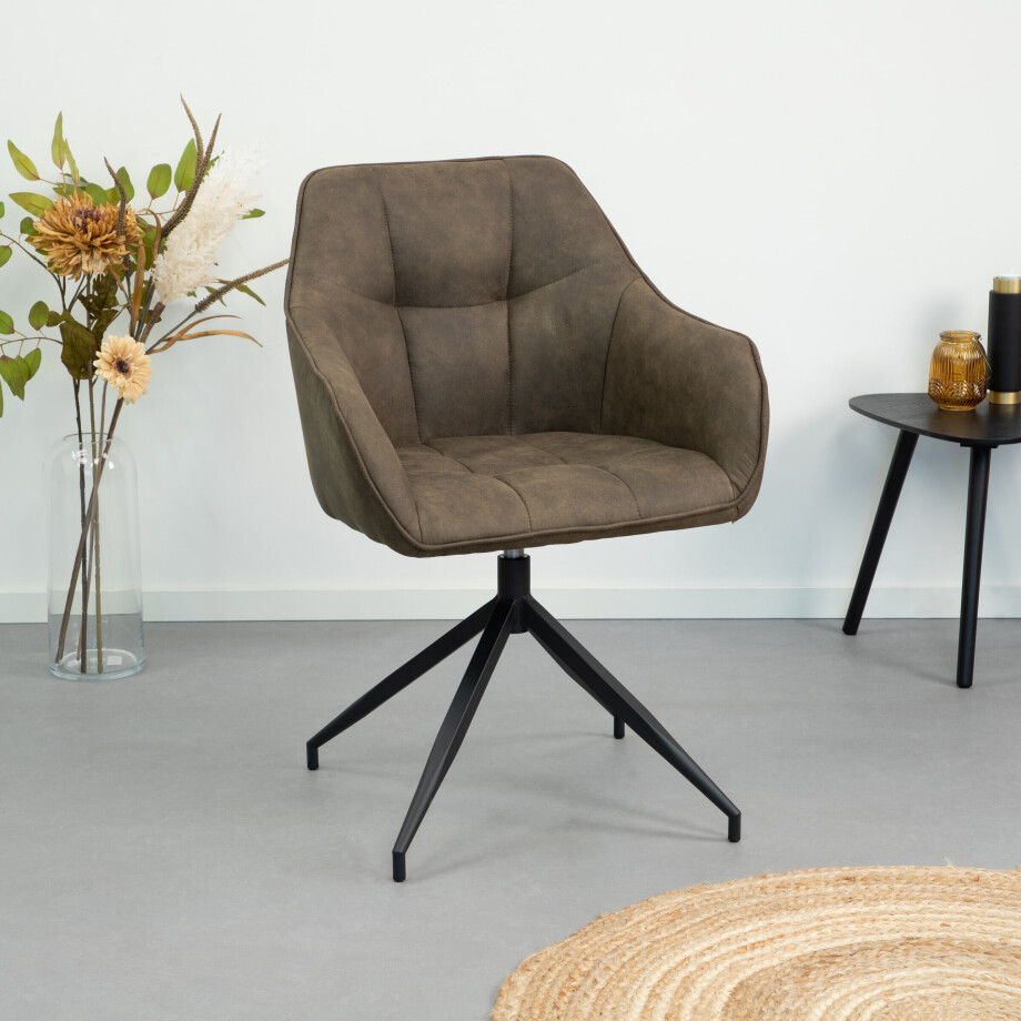 Bendt Eetkamerstoel Brenda, Draaibaar, kleur Olijfgroen afbeelding 1