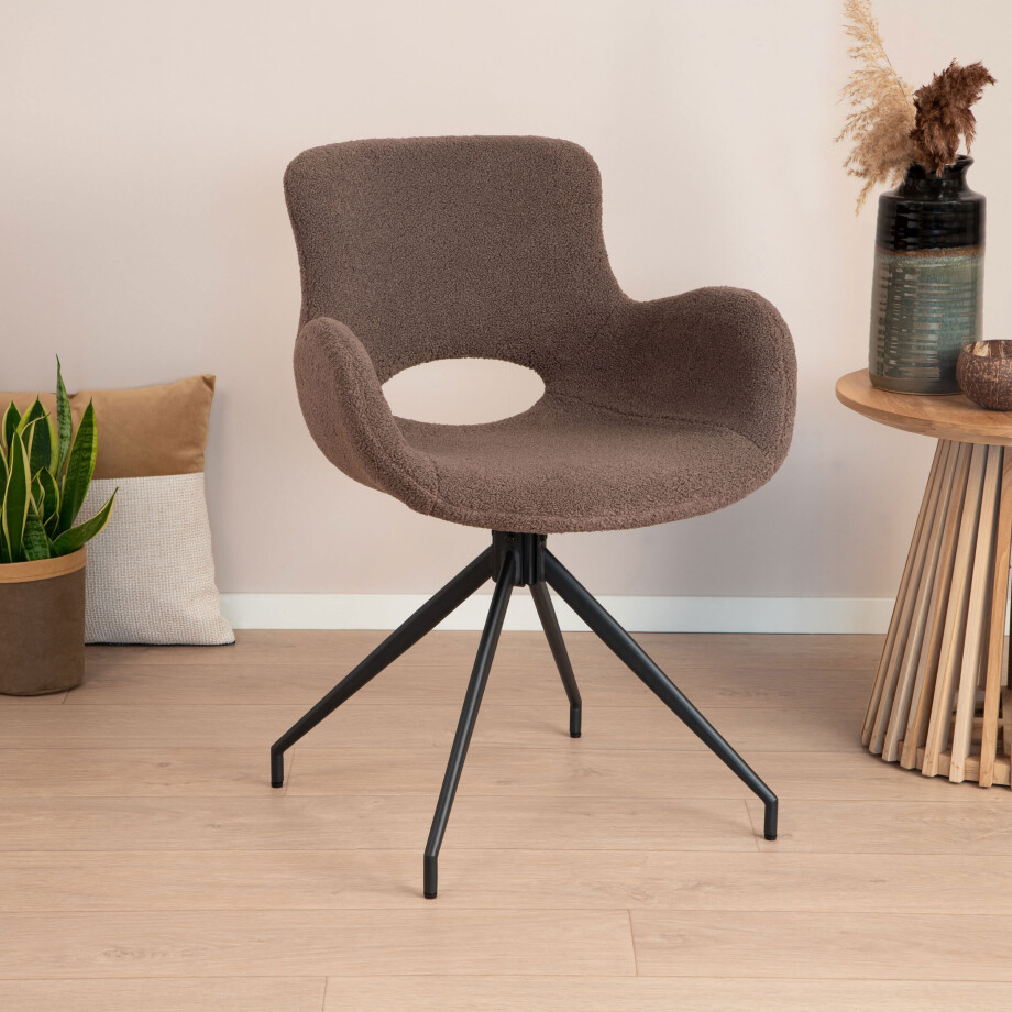 Tower Living Draaibare Eetkamerstoel 'Campo' Teddy, kleur Donkerbruin Tower Living Draaibare Eetkamerstoel 'Campo' Teddy, kleur Donkerbruin afbeelding 1