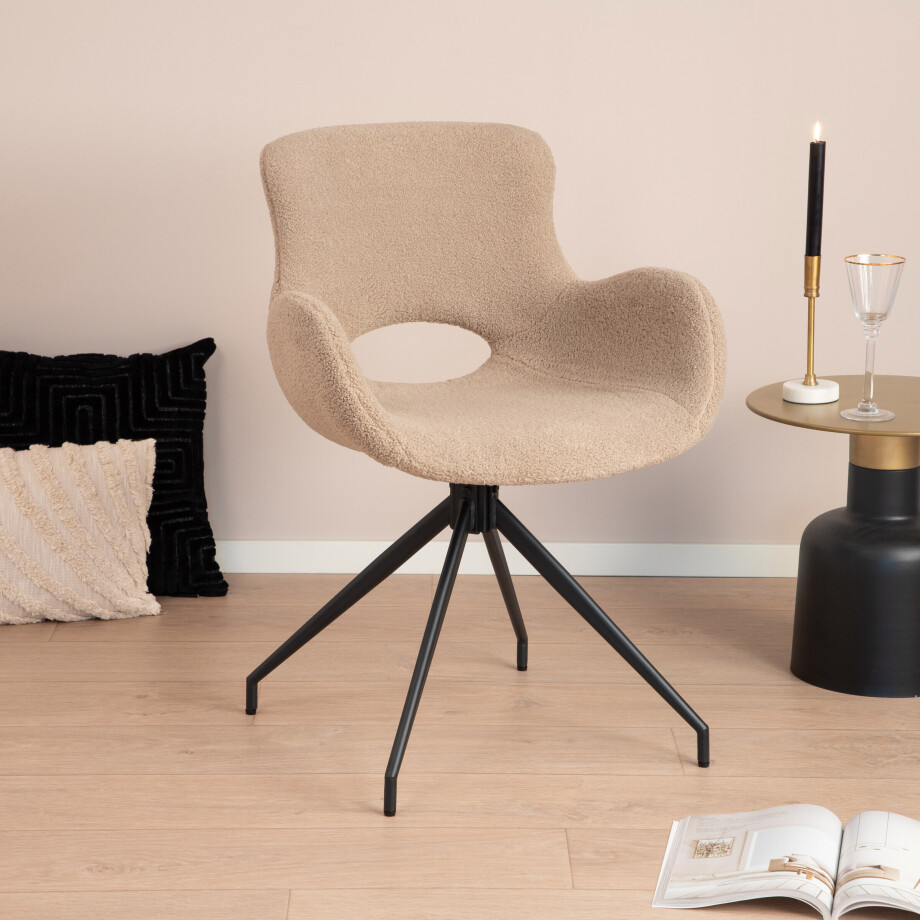 Tower Living Draaibare Eetkamerstoel 'Campo' Teddy, kleur Lichtbruin Tower Living Draaibare Eetkamerstoel 'Campo' Teddy, kleur Lichtbruin afbeelding 1