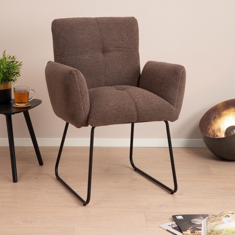Tower Living Eetkamerstoel 'Dante' Teddy, kleur Donkerbruin afbeelding 1