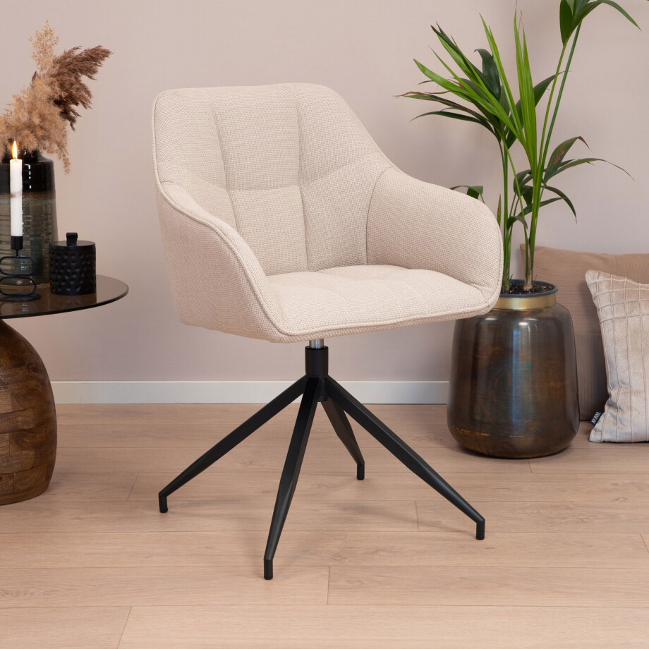 Sohome Draaibare Eetkamerstoel 'Loa' kleur Beige afbeelding 1