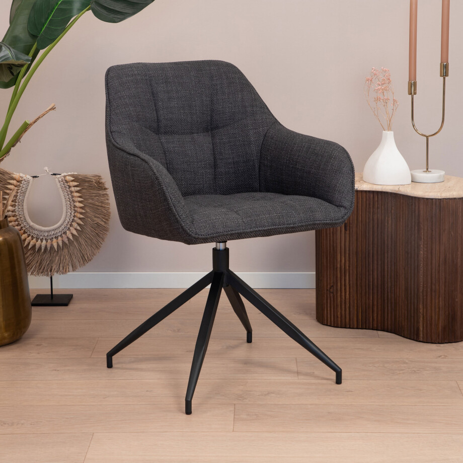 Sohome Draaibare Eetkamerstoel 'Loa' kleur Donkergrijs Sohome Draaibare Eetkamerstoel 'Loa' kleur Donkergrijs afbeelding 1