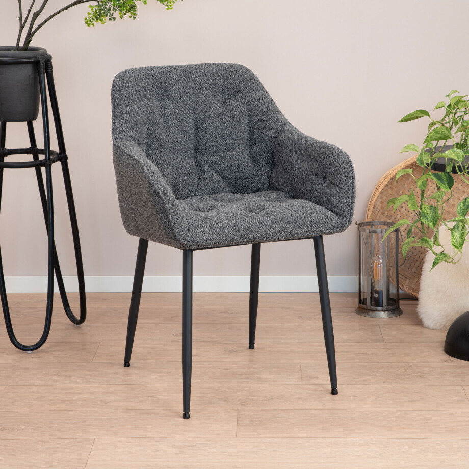 Sohome Eetkamerstoel 'Milly' Bouclé, kleur Antraciet Sohome Eetkamerstoel 'Milly' Bouclé, kleur Antraciet afbeelding 1