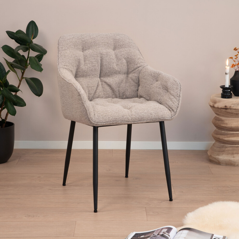 Sohome Eetkamerstoel 'Milly' Bouclé, kleur Beige afbeelding 1