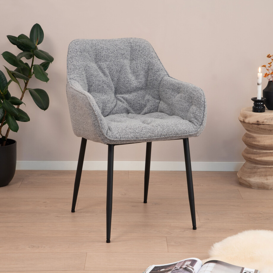 Sohome Eetkamerstoel 'Milly' Bouclé, kleur Grijs Sohome Eetkamerstoel 'Milly' Bouclé, kleur Grijs afbeelding 1