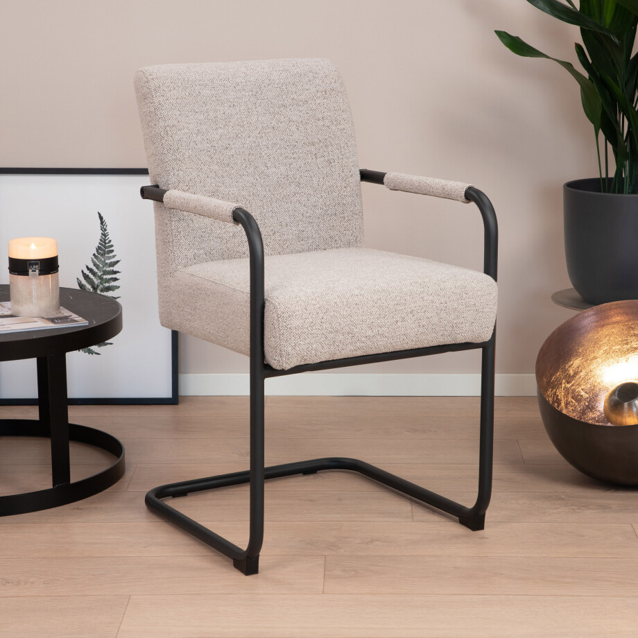 Sohome Eetkamerstoel 'Noud' Bouclé, kleur Beige afbeelding 1