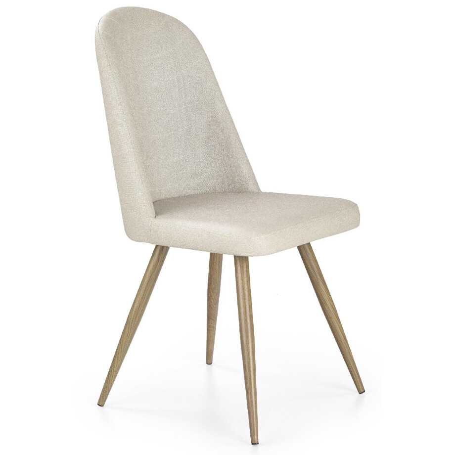 Eetkamerstoel Widy in creme met honing eiken Eetkamerstoel Widy in creme met honing eiken afbeelding 1