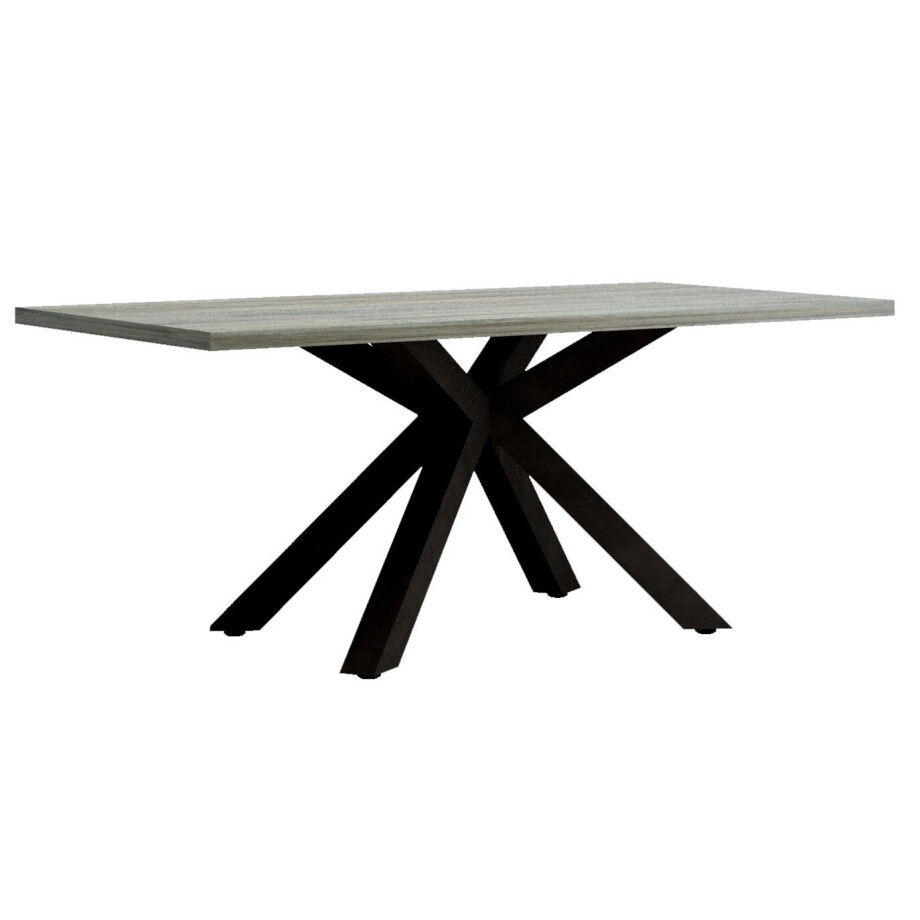 Eettafel Baxter spin poot centraal 220x90 cm grijs eiken met antraciet Eettafel Baxter spin poot centraal 220x90 cm grijs eiken met antraciet afbeelding 1