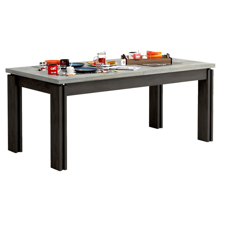 Eettafel Baxter uitschuifbaar 180 tot 225 cm grijs eiken met antraciet Eettafel Baxter uitschuifbaar 180 tot 225 cm grijs eiken met antraciet afbeelding 1