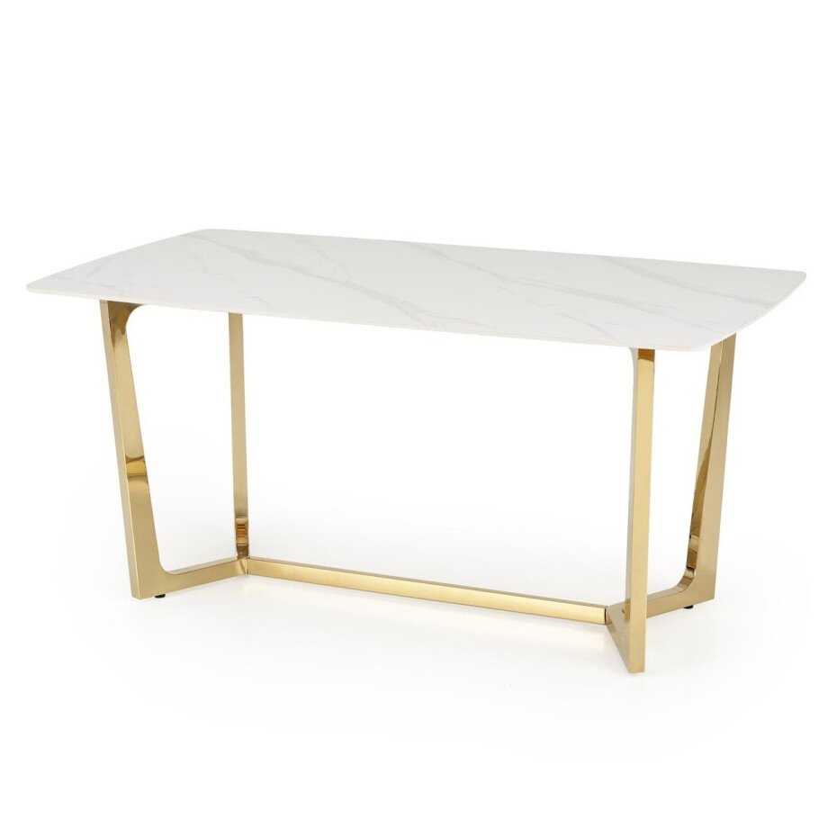 Eettafel Clemente rechthoek 160 cm marmer wit met goud Eettafel Clemente rechthoek 160 cm marmer wit met goud afbeelding 1