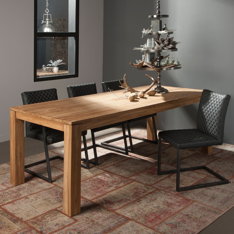 Eettafel 'Corona' (Losari) Teak, maat 220 x 100 cm afbeelding 