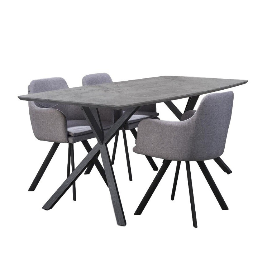 Eettafel Dayna 160 of 190 cm breed in grijs beton Eettafel Dayna 160 of 190 cm breed in grijs beton afbeelding 1