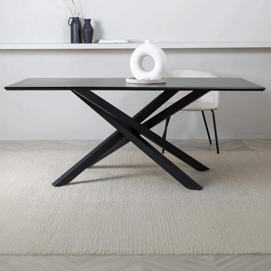 Nohr Eettafel 'Chenell' MDF, 180 x 90cm, kleur Zwart afbeelding 1