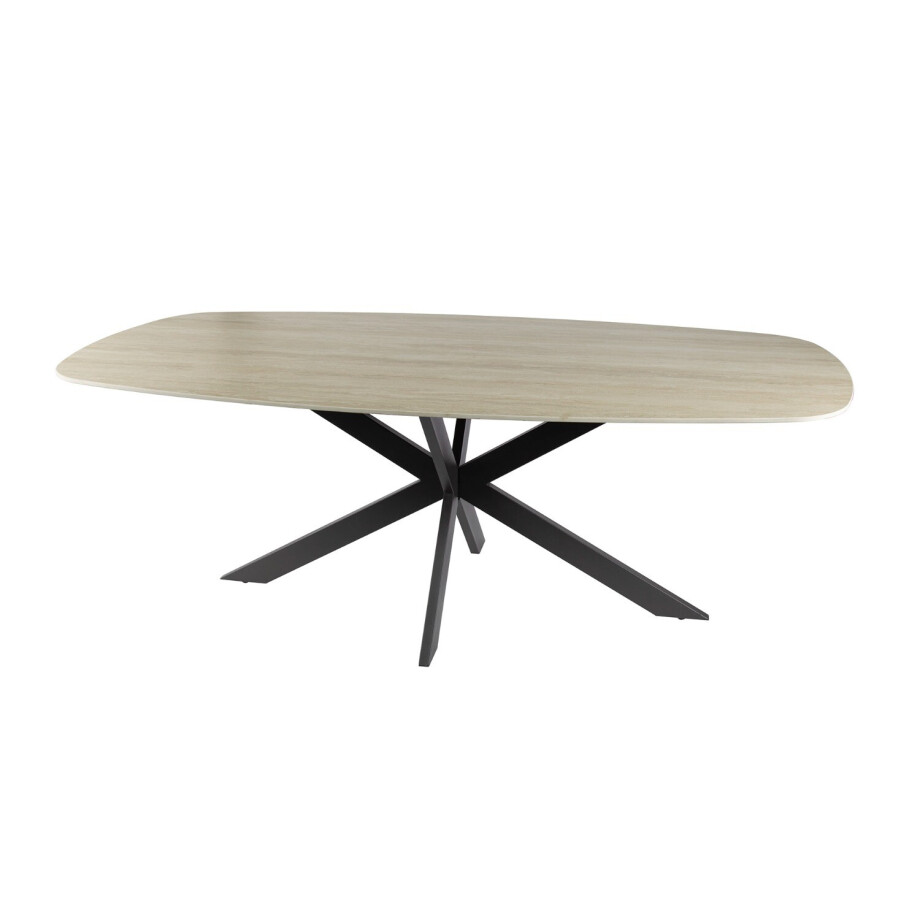 Eettafel Romano Cross deens ovaal 215 cm 3D keramiek travertin afbeelding 1
