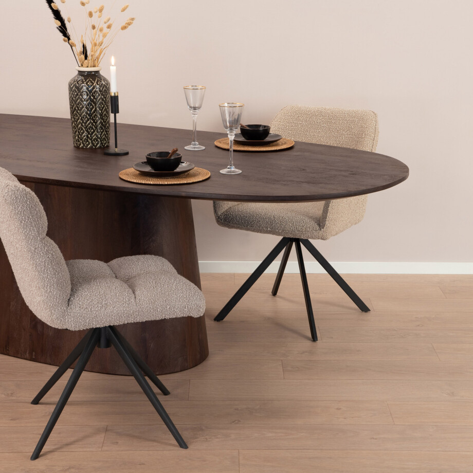 Eleonora Ovale Eettafel 'Aron' Mangohout, kleur Bruin, 200 x 110cm afbeelding 1