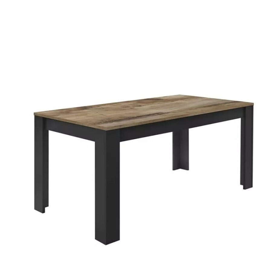 Eettafel Basic 180x90 cm zwart met eiken Eettafel Basic 180x90 cm zwart met eiken afbeelding 1