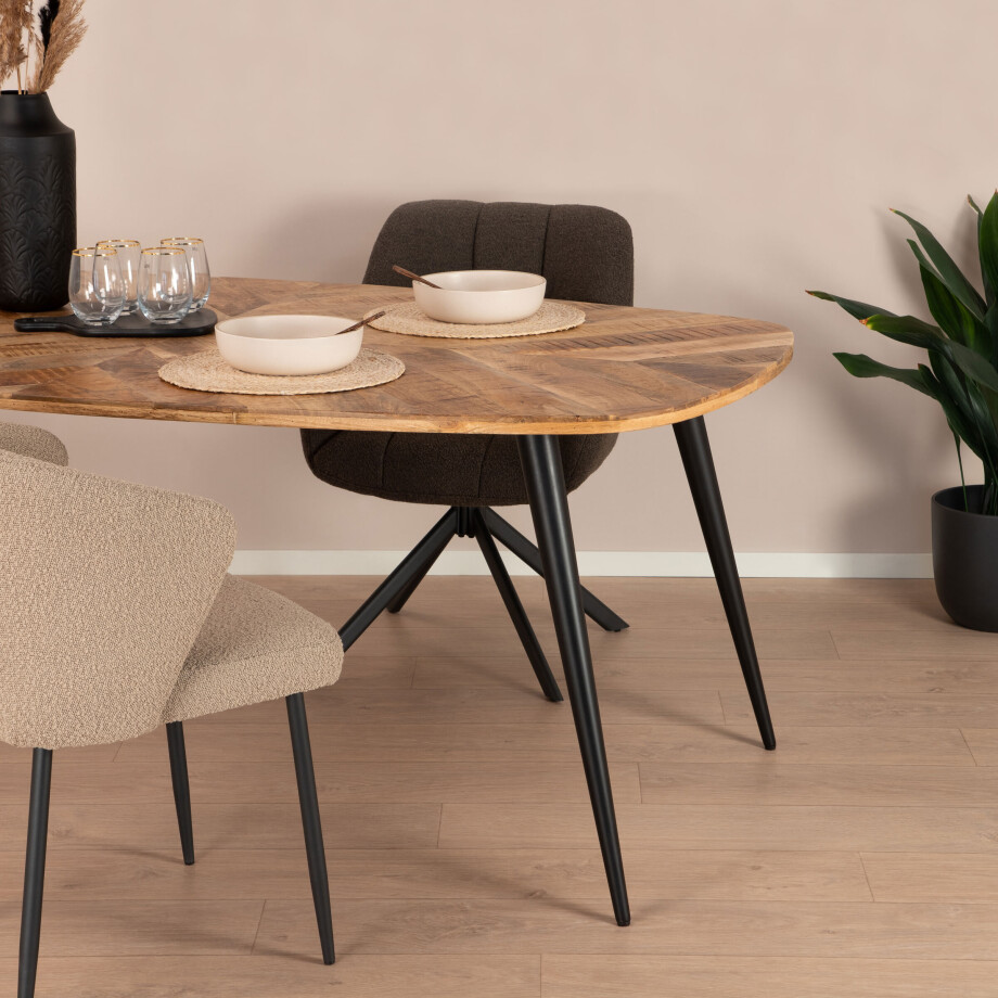 Sohome Eettafel 'Naomi' Deens ovaal, Mangohout, 180 x 100cm, kleur Naturel afbeelding 1
