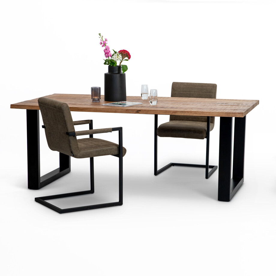 Eleonora Eettafel 'Felix' Mangohout met staal, 300 x 100cm afbeelding 