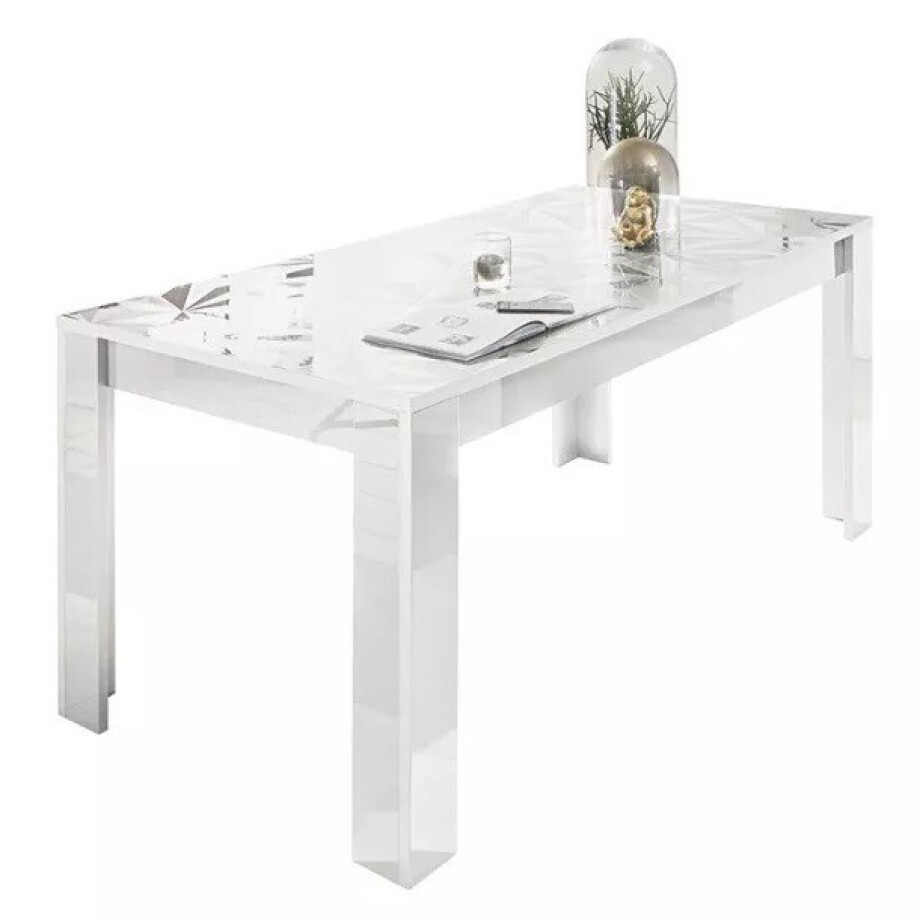 Eettafel Prisma 180 cm breed in hoogglans wit afbeelding 1