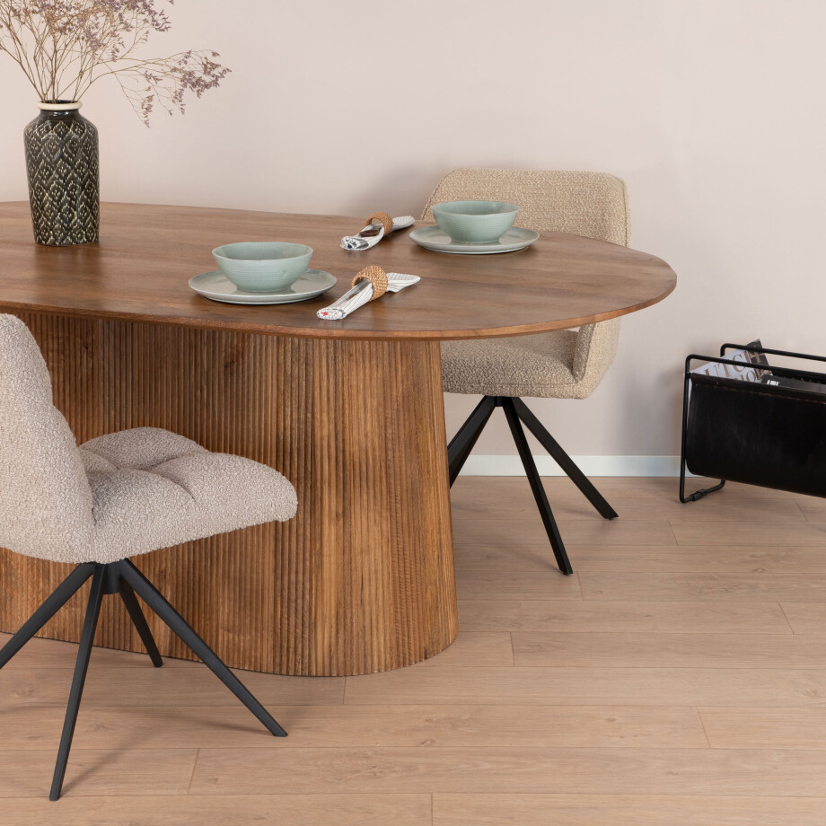 Sohome Ovale Eettafel 'Olav' Mangohout, 200 x 110cm, kleur Bruin afbeelding 1
