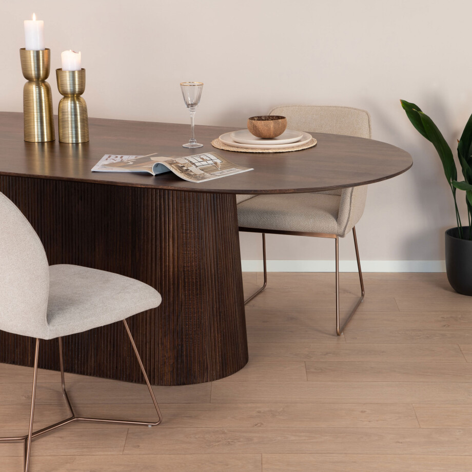 Sohome Ovale Eettafel 'Olav' Mangohout, 230 x 110cm, kleur Walnoot afbeelding 1