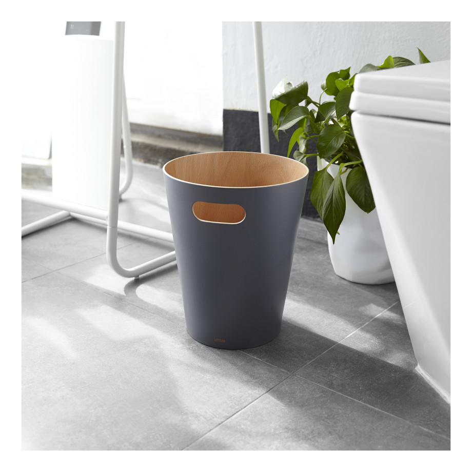 Umbra Prullenbak 'Woodrow' 7.5L, kleur Antraciet/Naturel afbeelding 1