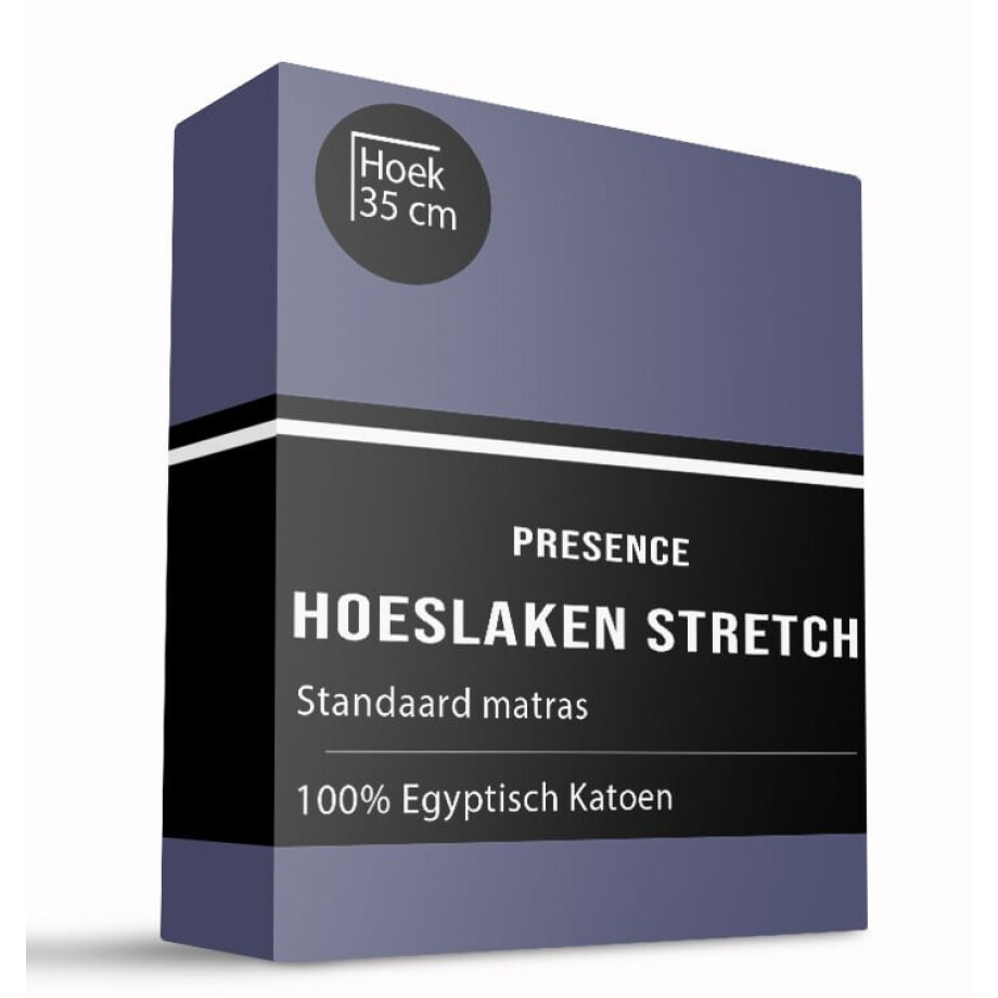 Hoeslaken - Egyptisch Katoen Stretch - Navy - 180x200 cm - Blauw - Presence - Dekbed-Discounter.nl afbeelding 