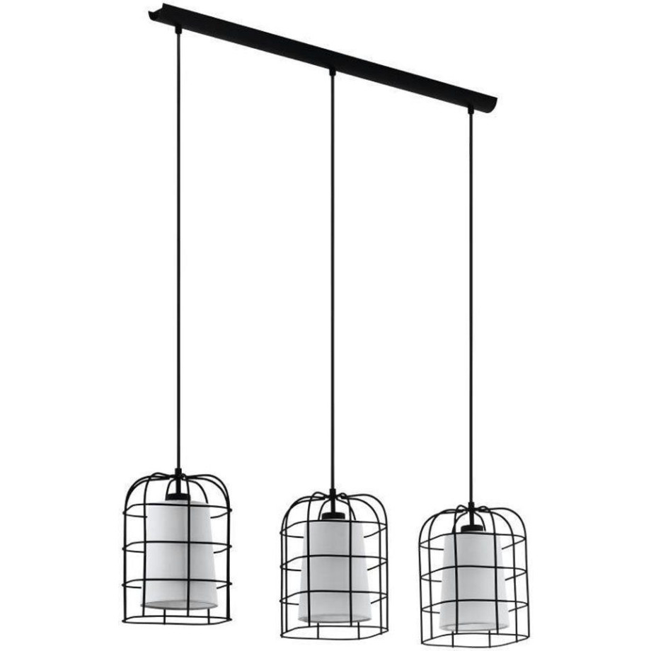 EGLO Hanglamp BITTAMS zwart / l89 x 110 x 19 cm / excl. 3x e27 (elk max. 28w) / van staal (1 stuk) afbeelding 1