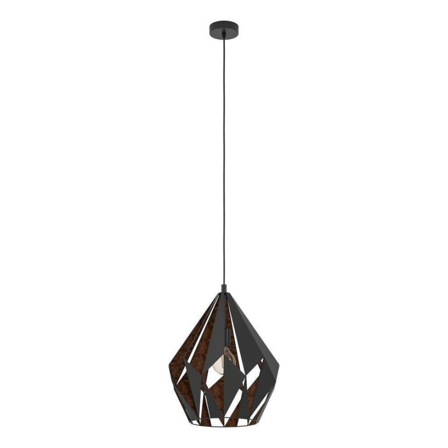 EGLO Hanglamp CARLTON 1 Hanglamp, metaal in zwart en koper, E27 fitting, Ø 38,5 cm (1 stuk) afbeelding 1