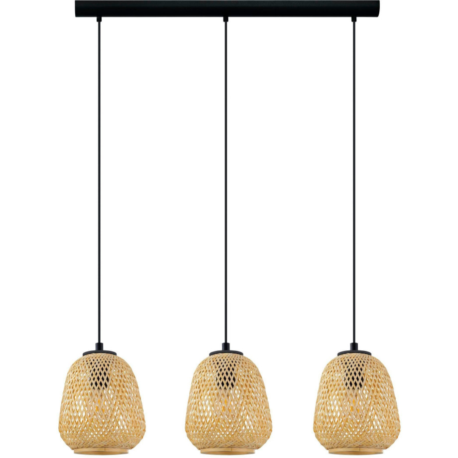 EGLO Hanglamp Dembleby Hanglamp vintage, ecru, Hygge, houten vlechtwerk, E27, Ø 20 cm afbeelding 1