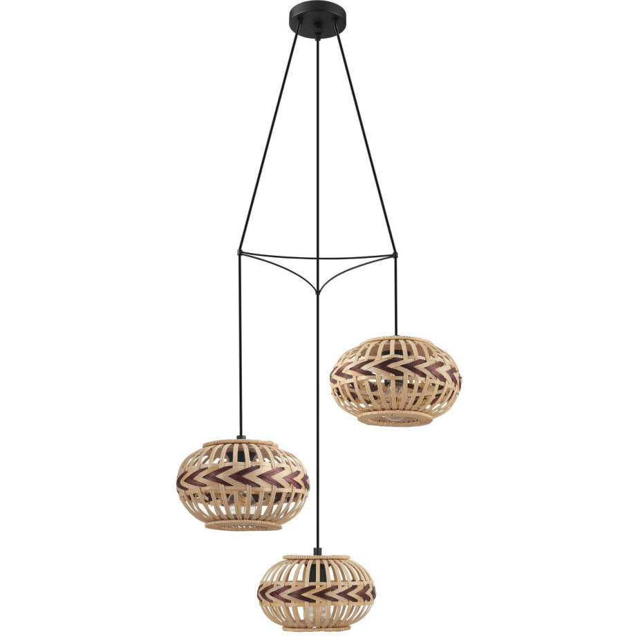 EGLO Hanglamp Dondarrion Houtkorf gevlochten, naturel, bruin, vintage, Hygge, Boho, 1 fitting afbeelding 1