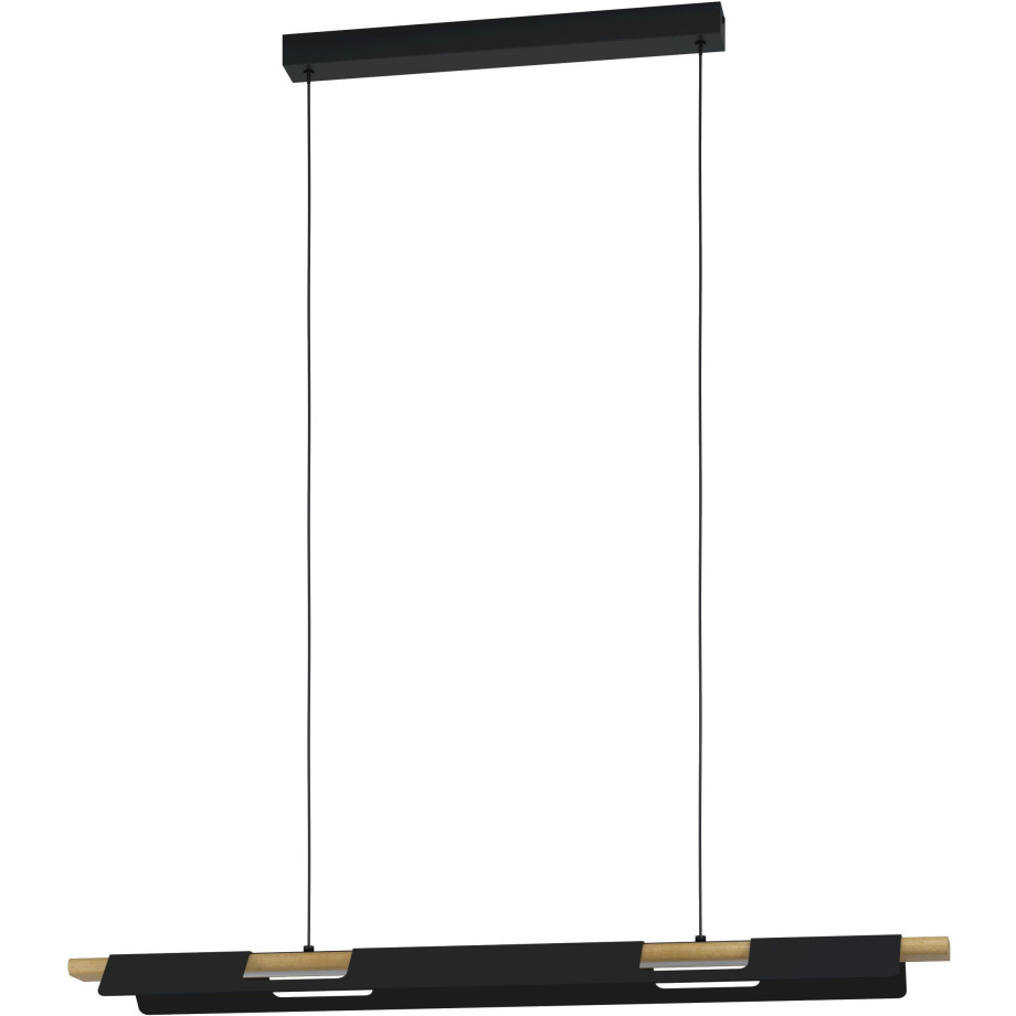 EGLO Hanglamp ERMUA Hanglamp in zwart en bruin van staal, hout - 27W - warmwit (1 stuk) afbeelding 1