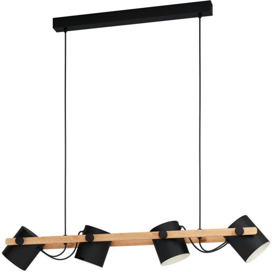 EGLO Hanglamp HORNWOOD zwart / l110 x h110 x b18 cm / excl. 4 x e27 (elk max. 28w) (1 stuk) afbeelding 1