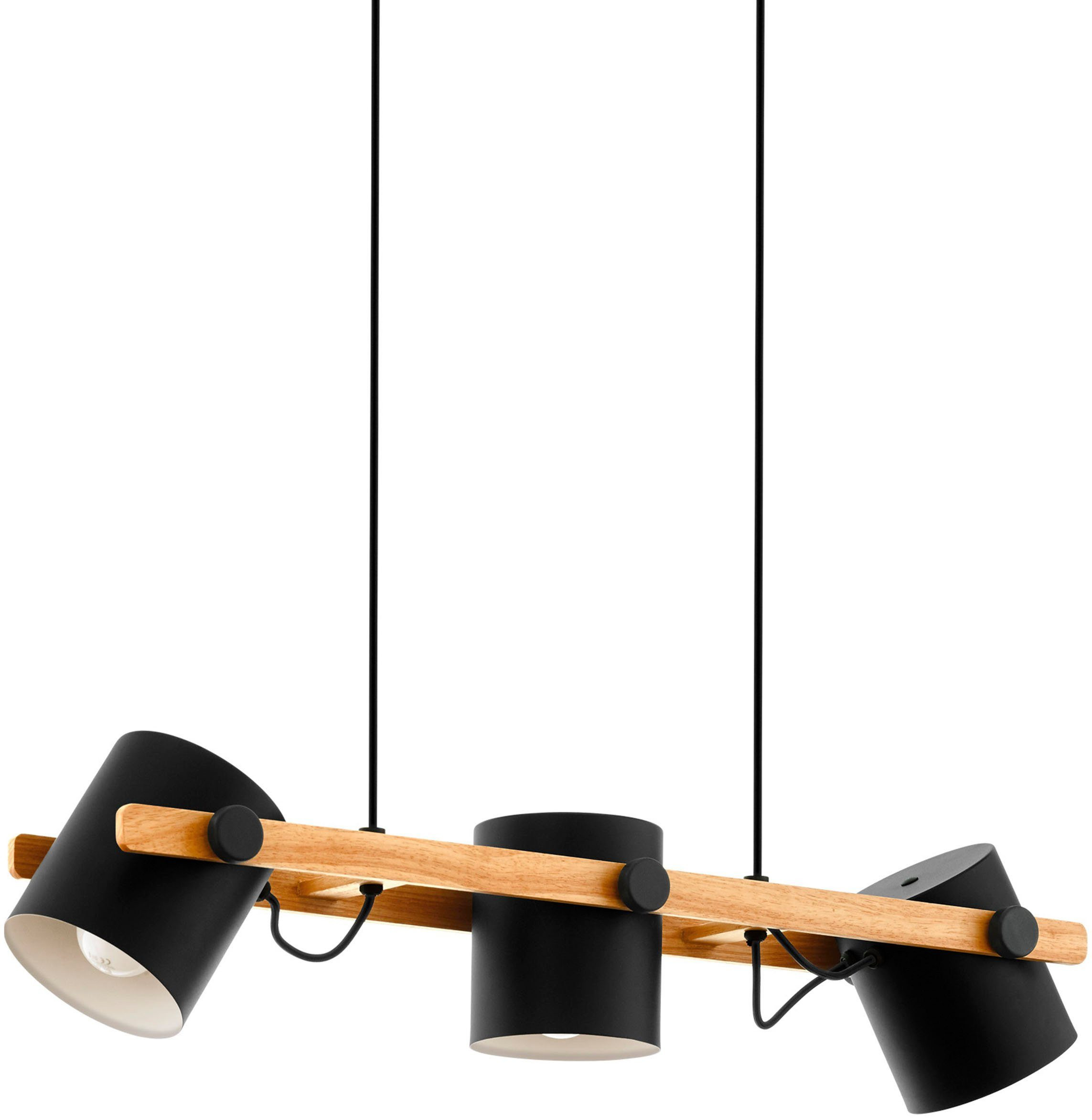 EGLO Hanglamp HORNWOOD zwart / l78 x h110 x b21 cm / excl. 3x e27 (max. 60 w) / plafondlamp afbeelding 1