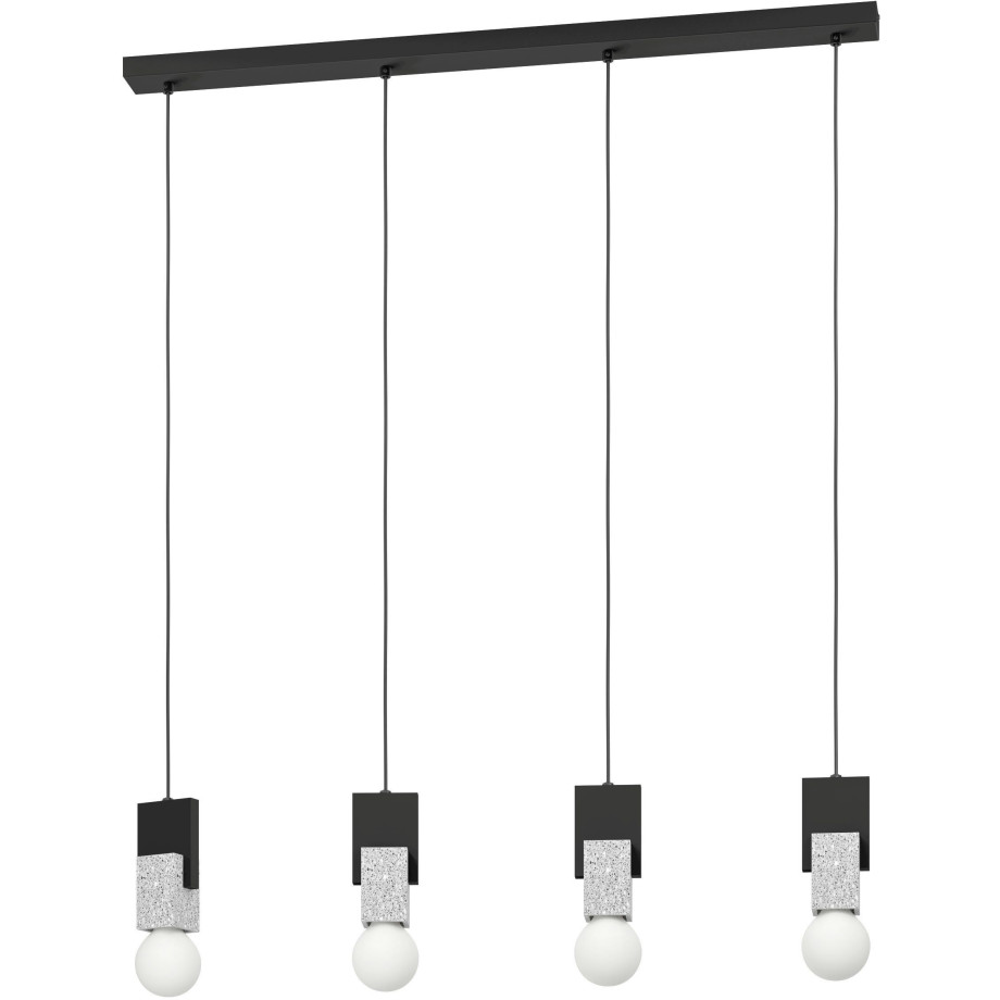 EGLO Hanglamp LOBATIA Hanglamp in zwart van staal, hout - excl. E27 - 40W (1 stuk) afbeelding 1