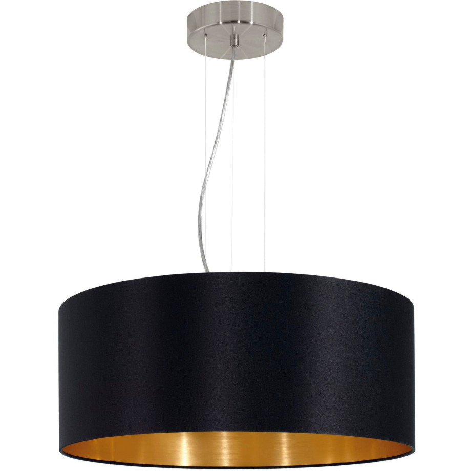 EGLO Hanglamp MASERLO Textiel hanglamp zwart/goudkleur, van staal en stof, E27, Ø53 cm afbeelding 1