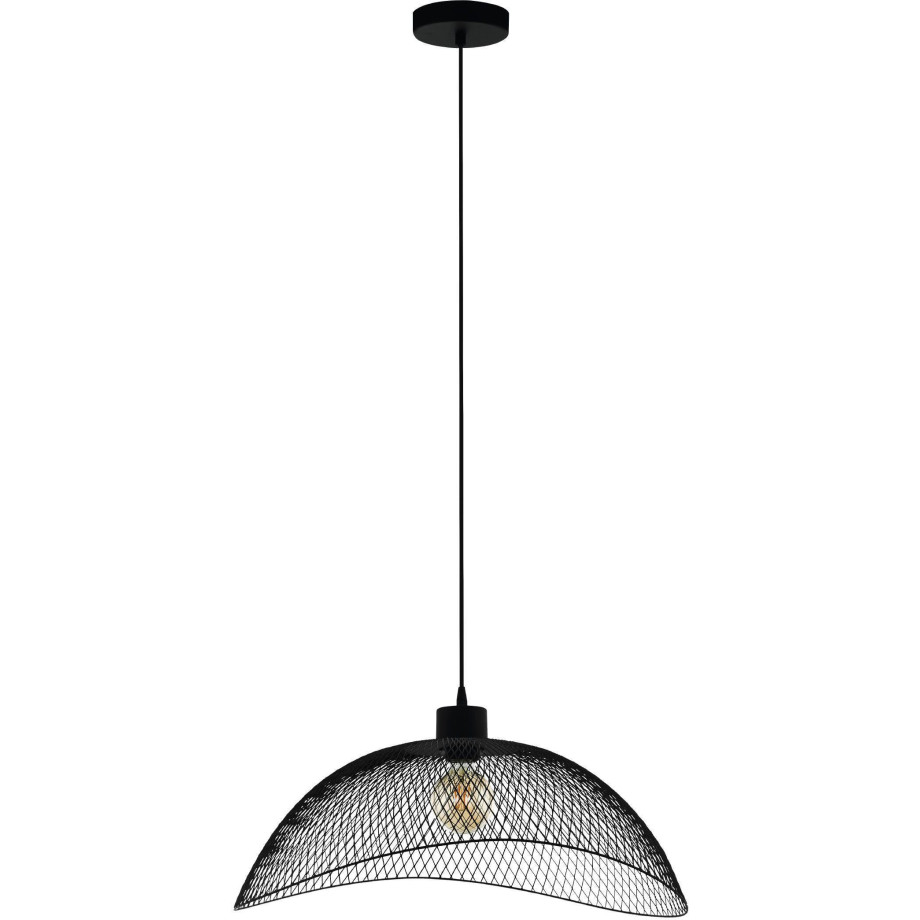 EGLO Hanglamp Pompeya Metalen kap gevlochten, zwart, vintage, Hygge, Boho, 1 fitting afbeelding 1