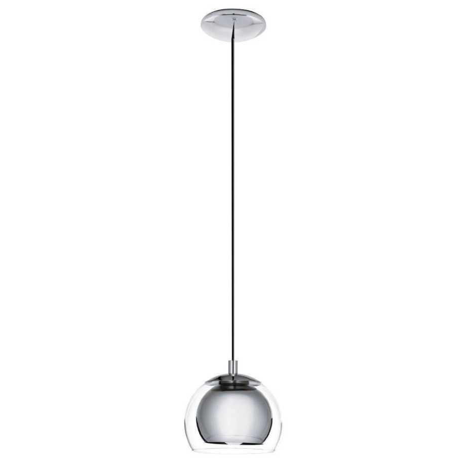 EGLO Hanglamp ROCAMAR Hanglamp van metaal in chroom en glas in helder, eettafel lamp, E27 (1 stuk) afbeelding 1