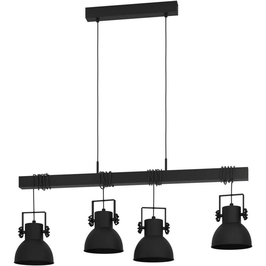 EGLO Hanglamp SHIREBROOK Hanglamp in zwart van staal, hout - excl. E27 - 40W (1 stuk) afbeelding 1