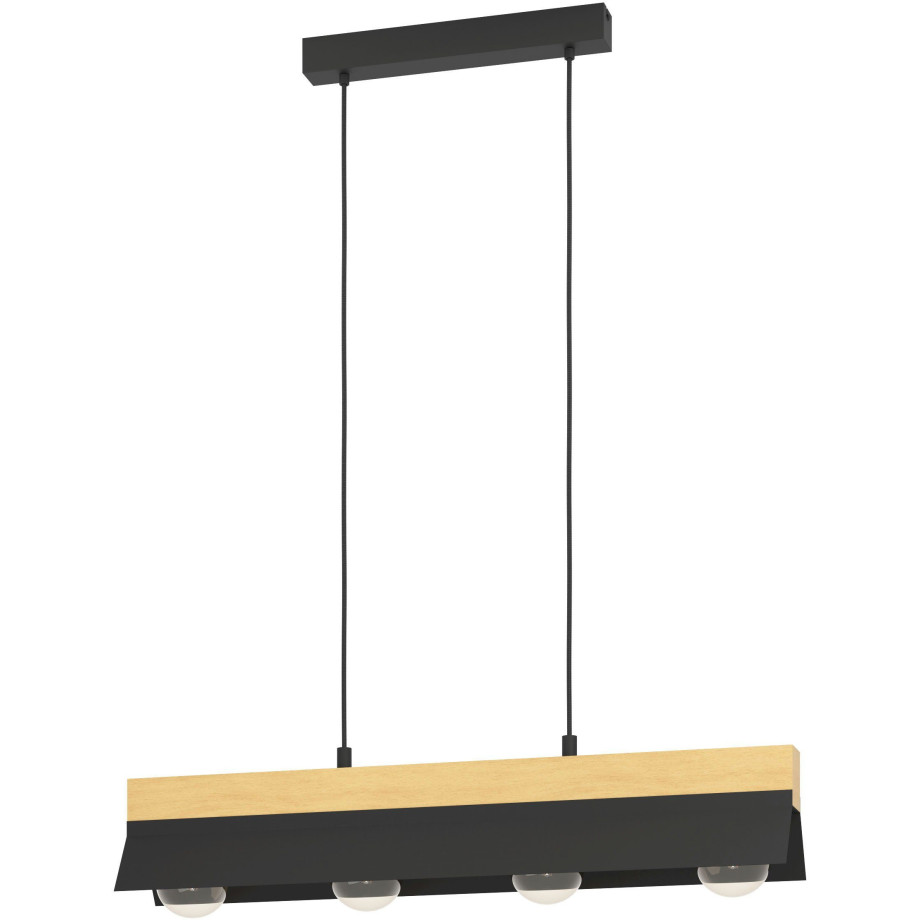 EGLO Hanglamp TARRAFO Hanglamp in zwart en bruin van staal, hout - excl. E27 - 40W (1 stuk) afbeelding 1