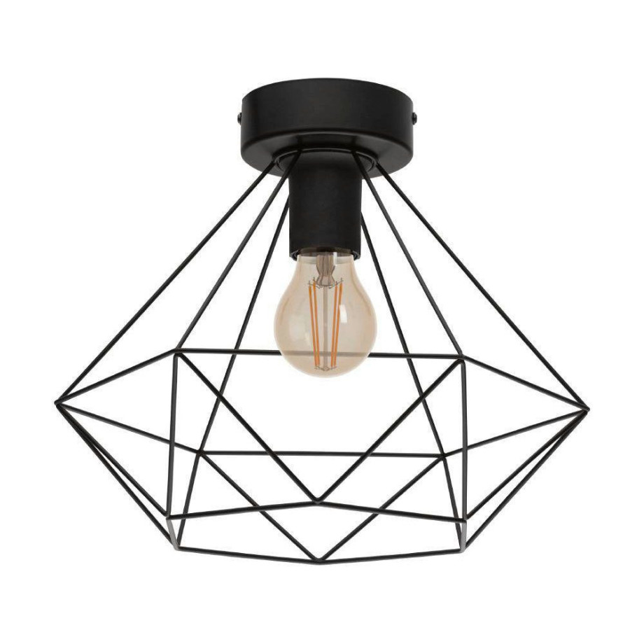 EGLO Plafondlamp TARBES Vintage plafondlamp in retro look, staal, zwart, E27 (1 stuk) afbeelding 1