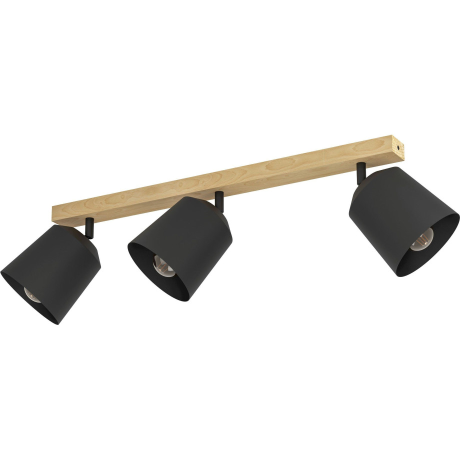 EGLO Plafondspot COTORRO Plafondspot in bruin en zwart van hout, staal - excl. E27 - 3X25W (1 stuk) afbeelding 1