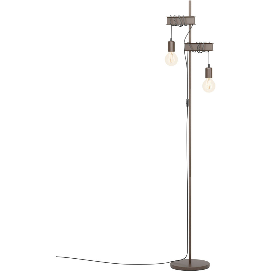 EGLO Staande lamp TOWNSHEND 4 Vloerlamp in bruin en zwart van staal - excl. E27 - 2X10W (1 stuk) afbeelding 1